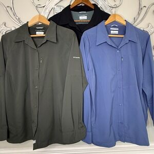 Columbia Omni-Shade Long Sleeve Hiking Shirt Bundle‎ 3pk Black Olive Blue 2X 2TF